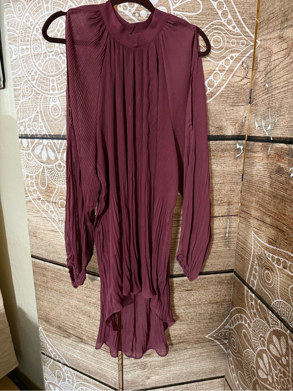 City Chic Plum Pleated High-Low Blouse